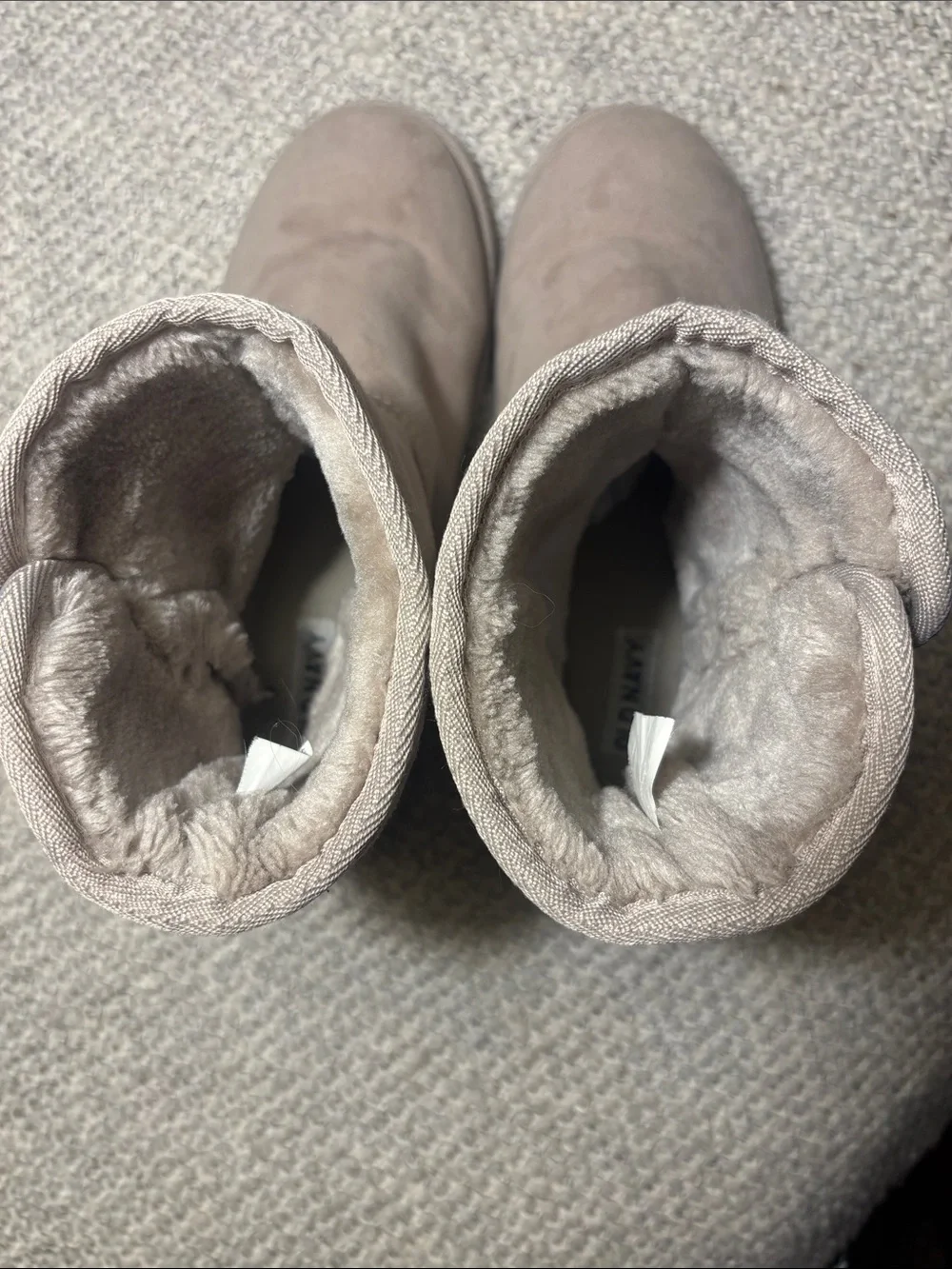 Quilted Faux Suede Cozy Winter Ankle Boots - Beige/Taupe, Size 7